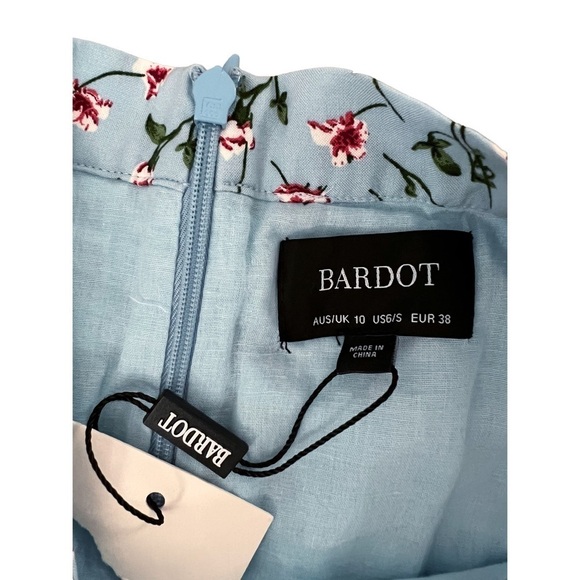 Nwt Bardot Floral Rah Rah Skirt in Sky Roses Size 6 - Picture 6 of 10